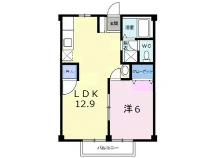 タウニィ武下(1LDK/1階)の間取り写真