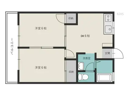 リバーサイド押入 B(2DK/2階)の間取り写真