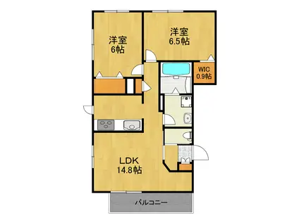 BREEZE COURT ウエスト(2LDK/1階)の間取り写真