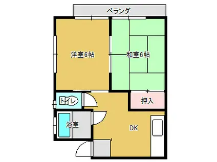 メゾンヤマモト(2DK/1階)の間取り写真