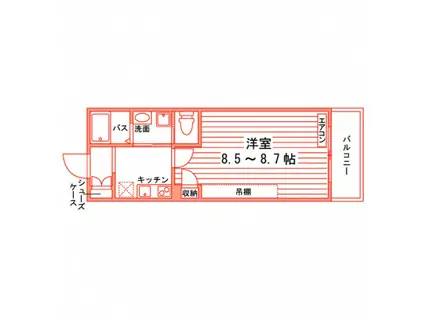 セル柳原(1K/2階)の間取り写真