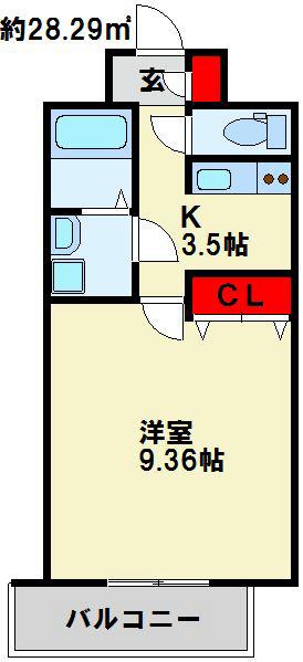 ベルガモット門司駅前(1K/5階)の間取り写真