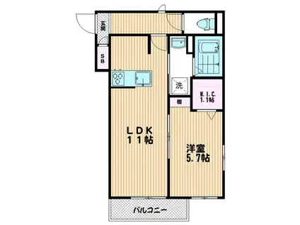 フローラ アスマ(1LDK/2階)の間取り写真