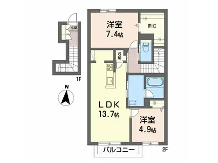 シャーメゾン レ・フレールVI(2LDK/2階)の間取り写真