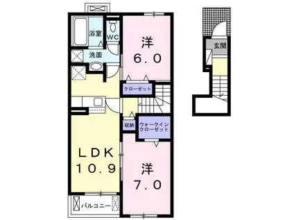 フェリックス23区(2LDK/2階)の間取り写真