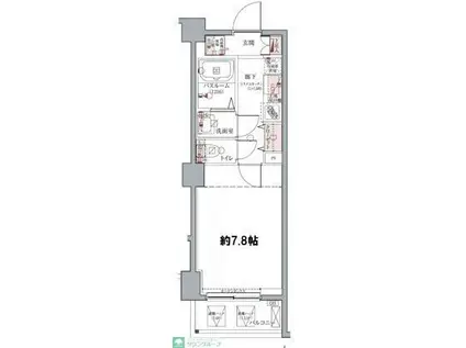 ラグディア麻布十番(1K/3階)の間取り写真