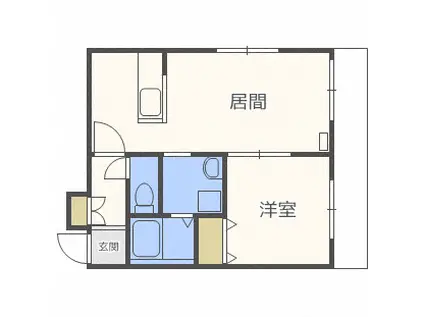 コンフォート環状通東(1LDK/4階)の間取り写真