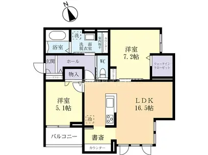グランフォレスト流星台(2LDK/2階)の間取り写真