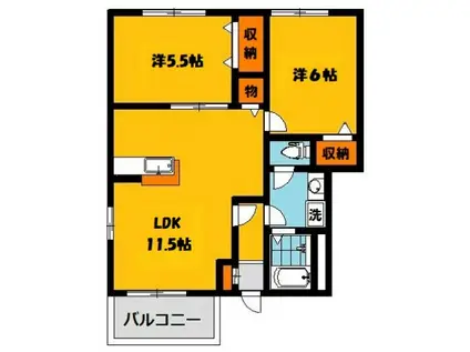 モダンピープル B(2LDK/1階)の間取り写真