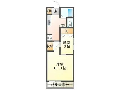 メゾンドELLEIII(2K/2階)の間取り写真