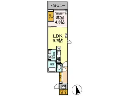 ASSET-COURT小金井本町A(1LDK/2階)の間取り写真