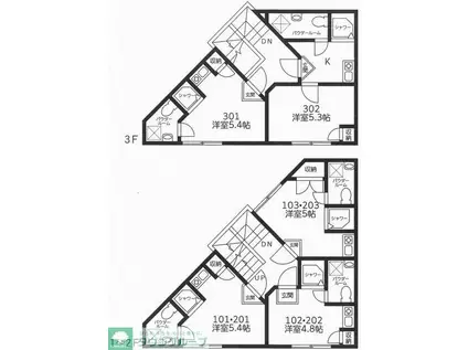 コンフォート柳沢(1K/3階)の間取り写真