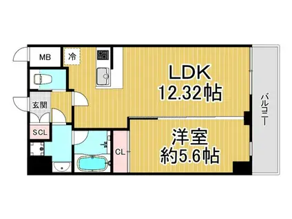 プレジオ西宮北口(1LDK/4階)の間取り写真