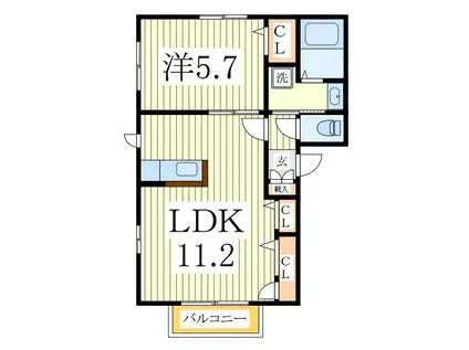 メゾンMD(1LDK/1階)の間取り写真