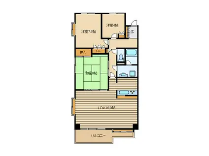 エイチエフ田無レジデンス(3LDK/1階)の間取り写真