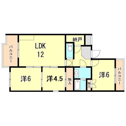 コーポ久兼(3LDK/2階)の間取り写真