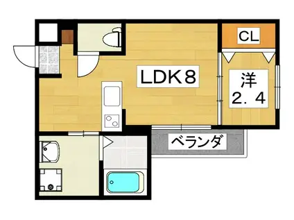 リアコート枚方御殿山サウス(1LDK/2階)の間取り写真