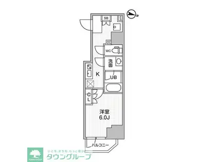 コンフォリア・リヴ千住(1K/6階)の間取り写真