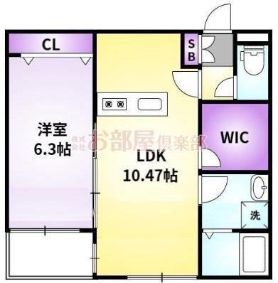 L-BLOOM御井(1LDK/1階)の間取り写真
