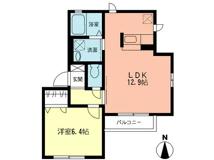 カサ ポンテ(1LDK/2階)の間取り写真