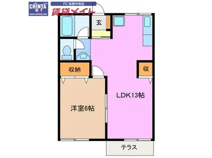 御殿山コーポ(1LDK/1階)の間取り写真