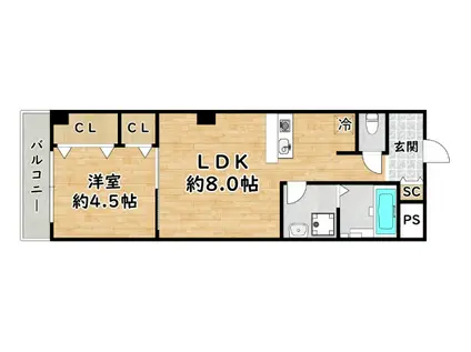 TNG塚本マンション(1LDK/3階)の間取り写真