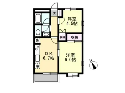 カサベルデC(2DK/2階)の間取り写真
