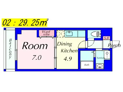コーポ美山II(1DK/2階)の間取り写真