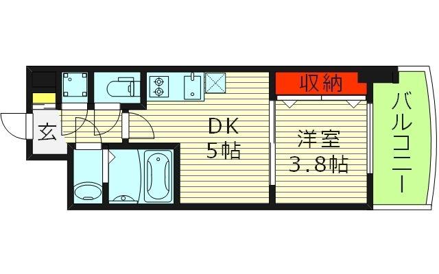 セレニテ京橋クレア(1DK/2階)の間取り写真