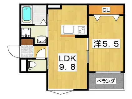 パレミヤビ香里西(1LDK/2階)の間取り写真