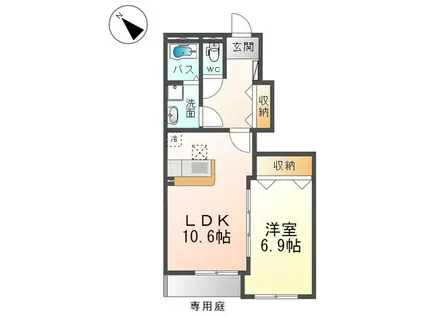 トロワ・ド・ジャンコ AX(1LDK/1階)の間取り写真