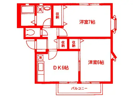 セラ岡村A(2DK/1階)の間取り写真