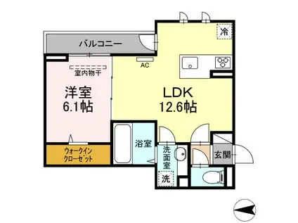 D-ROOM宇品西(1LDK/3階)の間取り写真