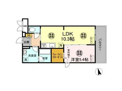 メゾンボヌール(1LDK/6階)の間取り写真