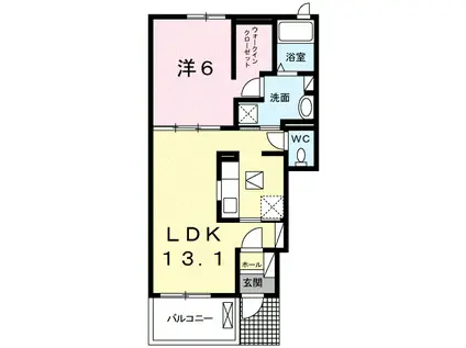 クラール鬼無 B(1LDK/1階)の間取り写真