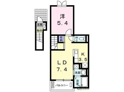 グランデ・フィオーレ(1LDK/2階)の間取り写真