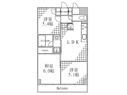 リヴィエルバーグ西大島(3DK/4階)の間取り写真