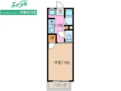 ベルカーサ(1K/2階)の間取り写真