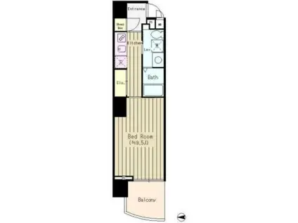 ボヌール門前仲町(1K/4階)の間取り写真