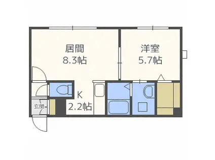 ルミエール植村(1LDK/1階)の間取り写真