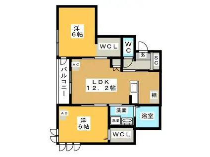 HEBEL RESIDENCE 掛川(2LDK/2階)の間取り写真