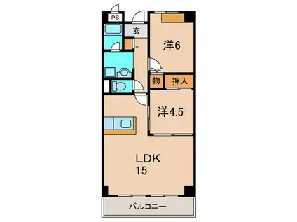 メルヴェユ伊丹(2LDK/3階)の間取り写真