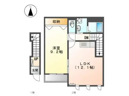 トロワアンジェロ(1LDK/2階)の間取り写真