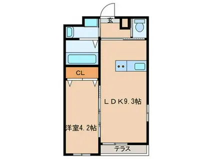 ベルクグランツ戸畑駅前(1LDK/1階)の間取り写真