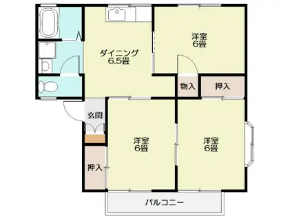 ドミールK A棟(3DK/2階)の間取り写真