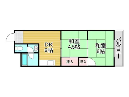 泰平コーポ(2DK/4階)の間取り写真