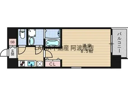 エスリード阿波座シティーウエスト(1K/13階)の間取り写真