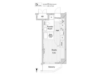 メインステージ錦糸町II(1K/7階)の間取り写真