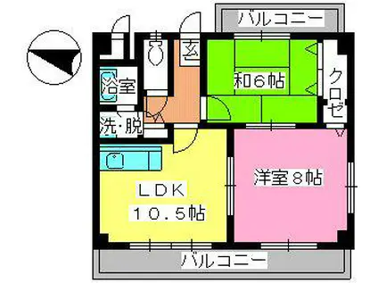タウンコート長住(2LDK/3階)の間取り写真