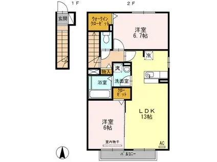 ホープM V(2LDK/2階)の間取り写真